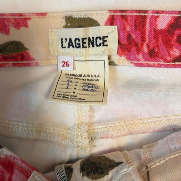 L'AGENCE High Rise Floral PrintNWT Size 26 Stretch Denim Ankle Cropped Skinny - Picture 4 of 4